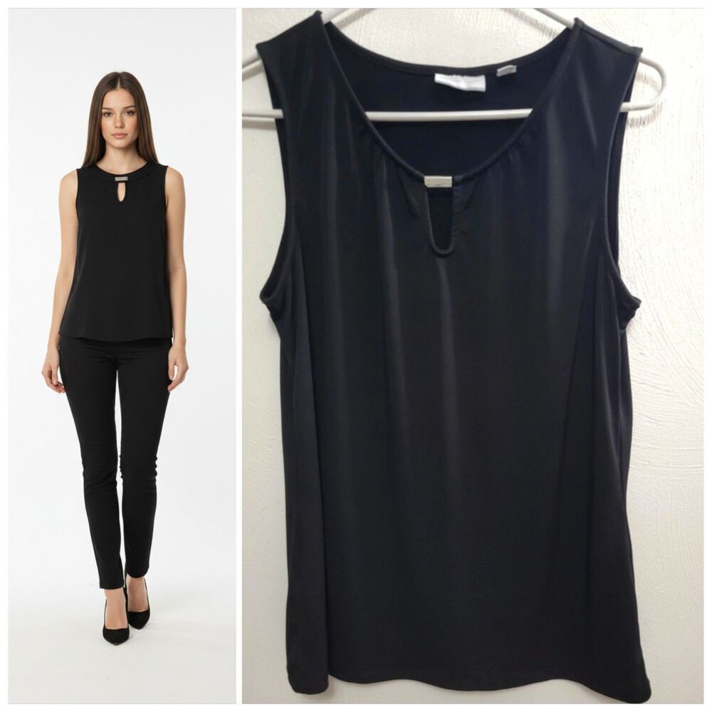 Dressy Black Tank/Shell Medium Flowy By New York & Company 36 X 24 Elegant